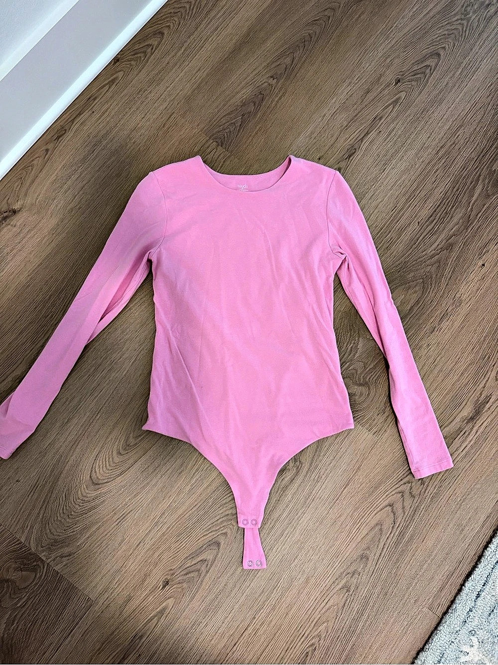 nuuds Long Sleeve Crewneck Bodysuit Pink Medium